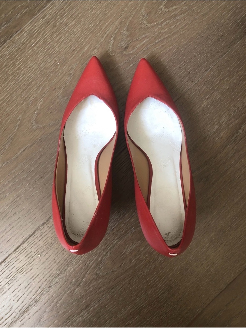 Maison Martin Margiela Red Pointed Toe Flats